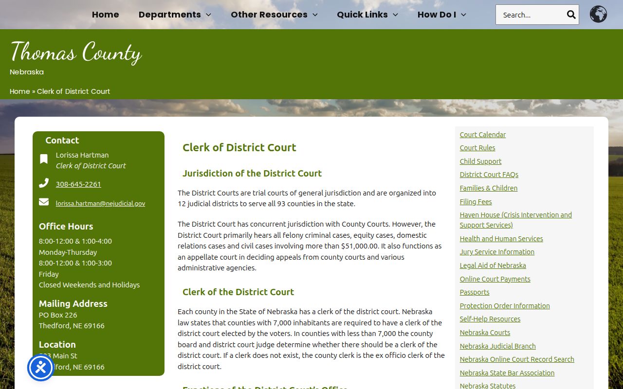 Thomas County arrest warrants district court clerk source